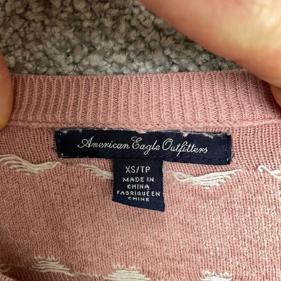 American Eagle Outfitters Sweater Womens XS Pink White Striped Round Neck Casual - Picture 6 of 9
